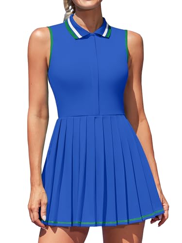 ATTRACO Women's Tennis Golf Dress with Built-in Bra Blue