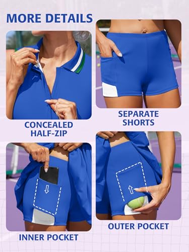 ATTRACO Women's Tennis Golf Dress with Built-in Bra Blue