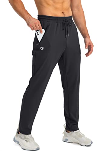 Men's Tapered Joggers with Zipper Pockets - Black Medium