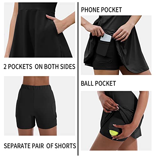 Fengbay Women's Sleeveless Athletic Pickleball Dress with Shorts