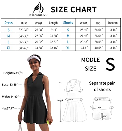 Fengbay Women's Sleeveless Athletic Pickleball Dress with Shorts