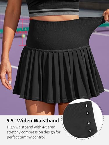 ATTRACO Women's Pleated Skirt Tennis Dress Set Black