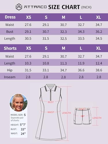 ATTRACO Women's Pickleball Tennis Dress with Matching Shorts