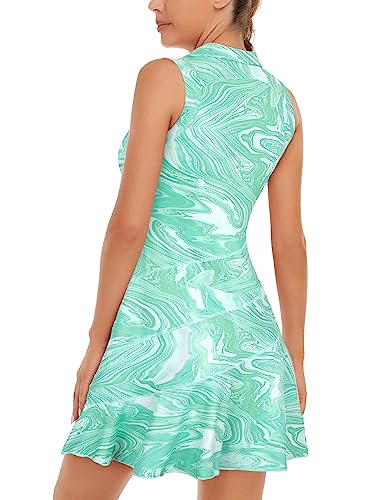 Women's Zip Sleeveless Pickleball Dress with Shorts