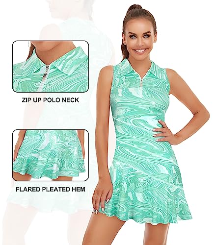 Women's Zip Sleeveless Pickleball Dress with Shorts