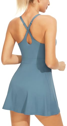 Women's Blue Tennis Dress with Built-in Shorts