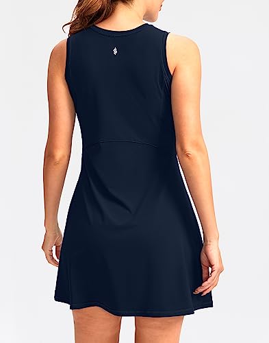 Women's Sleeveless Active Dress with Built-in Shorts, 4 Pockets