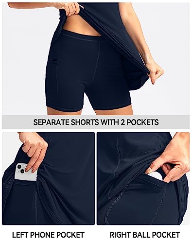 Women's Sleeveless Active Dress with Built-in Shorts, 4 Pockets