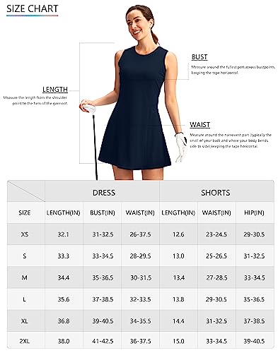 Women's Sleeveless Active Dress with Built-in Shorts, 4 Pockets