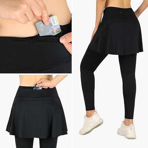 ANIVIVO Women's Skirted Leggings with Pockets - Black