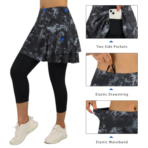 ANIVIVO Women's Skirted Leggings with Pockets (Black)