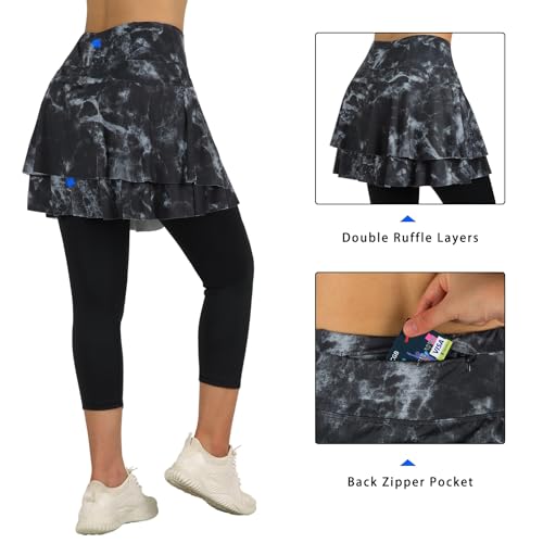 ANIVIVO Women's Skirted Leggings with Pockets (Black)