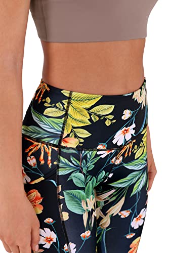 ODODOS Women's Tropical Flower High Waisted Capris