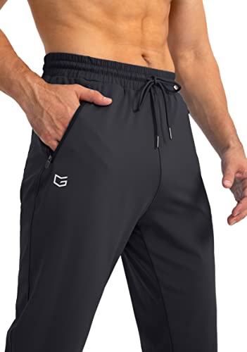 Men's Tapered Joggers with Zipper Pockets - Black Medium