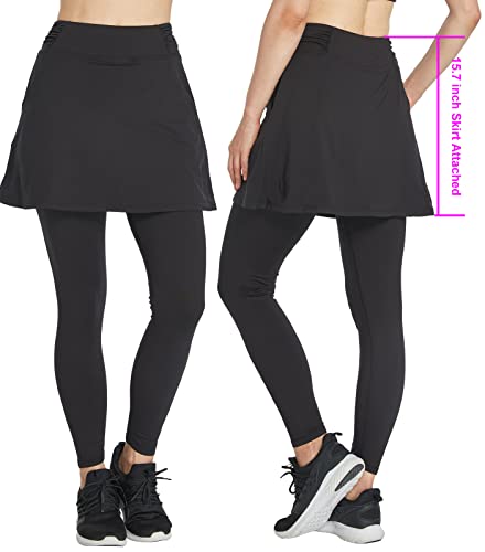 alvon Women's Skirted Leggings with Pockets, Black XXL