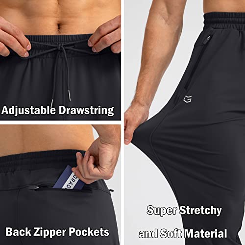 Men's Tapered Joggers with Zipper Pockets - Black Medium