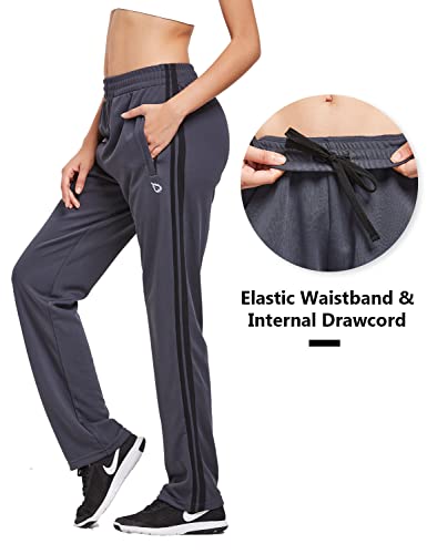 Women's BALEAF Track Pants Grey/Black Size L Tennis/Jogging