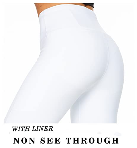 High Waisted Pickleball Leggings with Pockets, Capri White