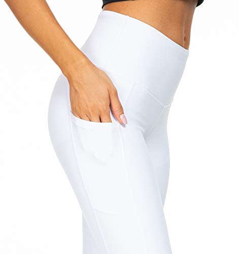 High Waisted Pickleball Leggings with Pockets, Capri White