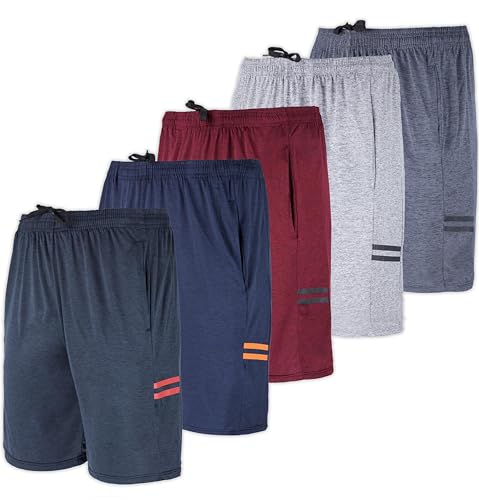 Men's 9-Inch Inseam Athletic Shorts Set of 5