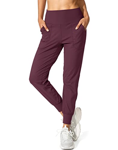 Women's High Waisted Joggers for Pickleball in Maroon
