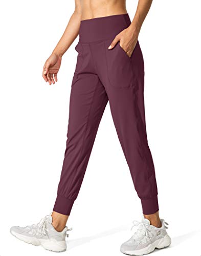 Women's High Waisted Joggers for Pickleball in Maroon