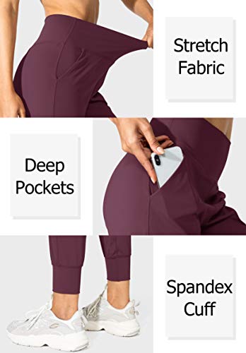 Women's High Waisted Joggers for Pickleball in Maroon