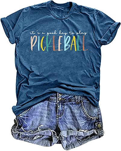 Women's Pickleball Graphic Tee - Blue Top