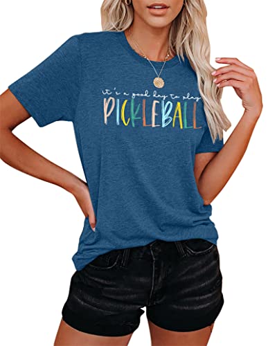 Women's Pickleball Graphic Tee - Blue Top