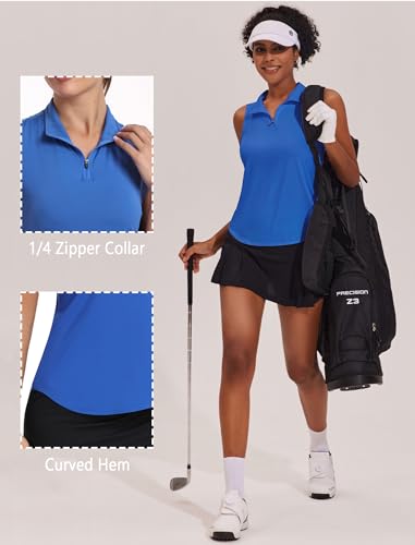 Women's Sleeveless Pickleball Polo Shirt, Royal Blue, Large