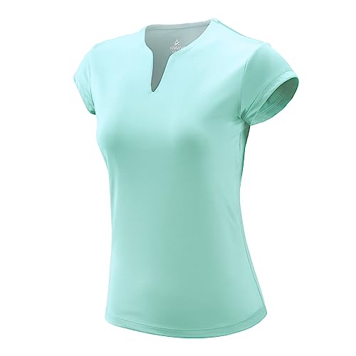 ANIVIVO Women's Short Sleeve Pickleball Tee (Light Blue)