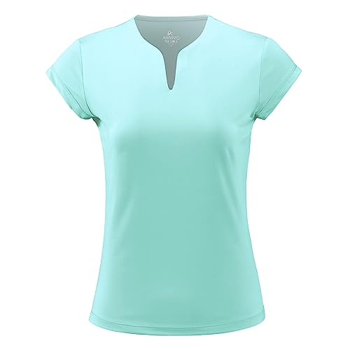 ANIVIVO Women's Short Sleeve Pickleball Tee (Light Blue)