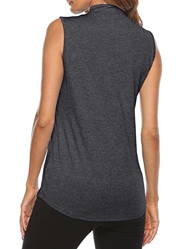 Black Sleeveless Zip-Up Tank Top for Women