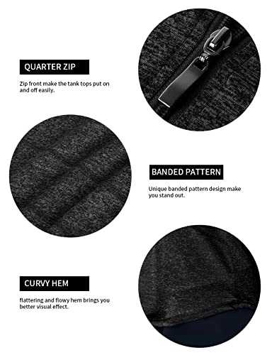 Black Sleeveless Zip-Up Tank Top for Women