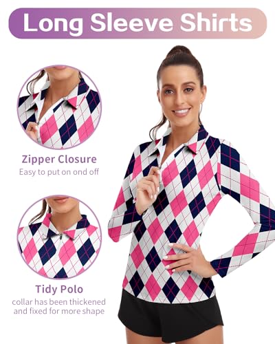 Women's Argyle Pickleball Golf Shirt: Stylish Outfit