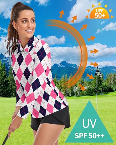 Women's Argyle Pickleball Golf Shirt: Stylish Outfit