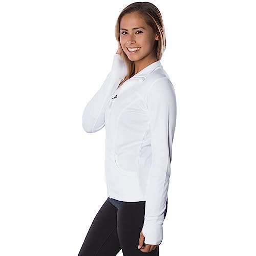 White Women's Athletic Define Jacket for Pickleball Workouts