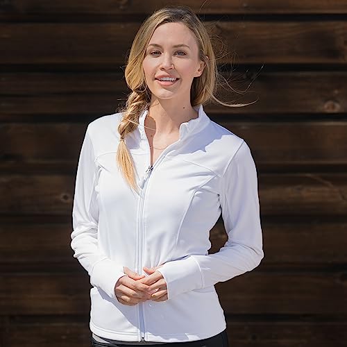 White Women's Athletic Define Jacket for Pickleball Workouts
