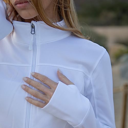 White Women's Athletic Define Jacket for Pickleball Workouts