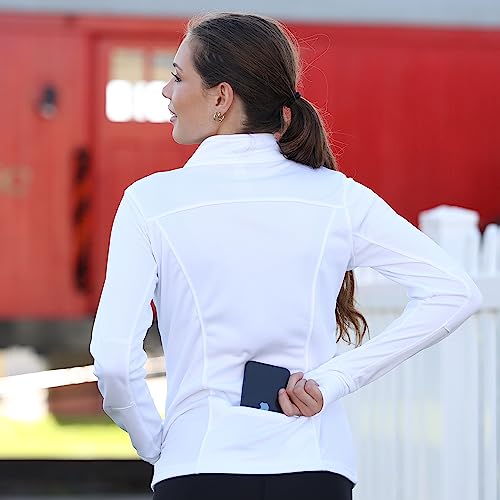 White Women's Athletic Define Jacket for Pickleball Workouts