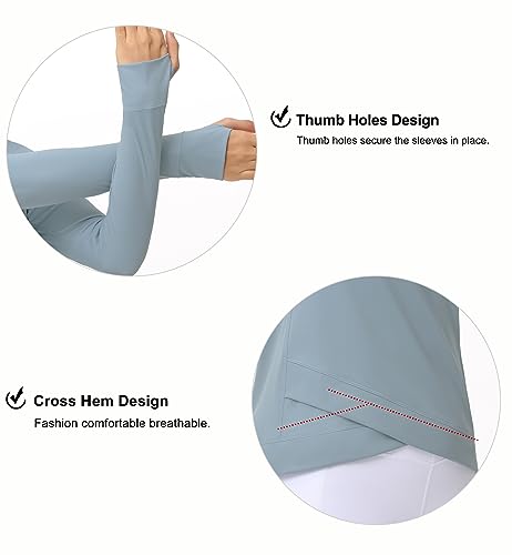 Women's Denim Blue Compression Long Sleeve Workout Top