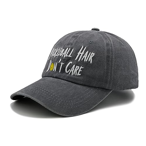 Pickleball Hair Don't Care Embroidered Baseball Cap Gray