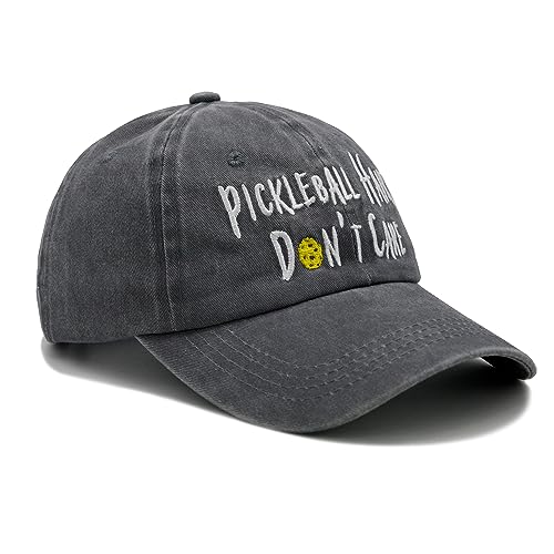 Pickleball Hair Don't Care Embroidered Baseball Cap Gray