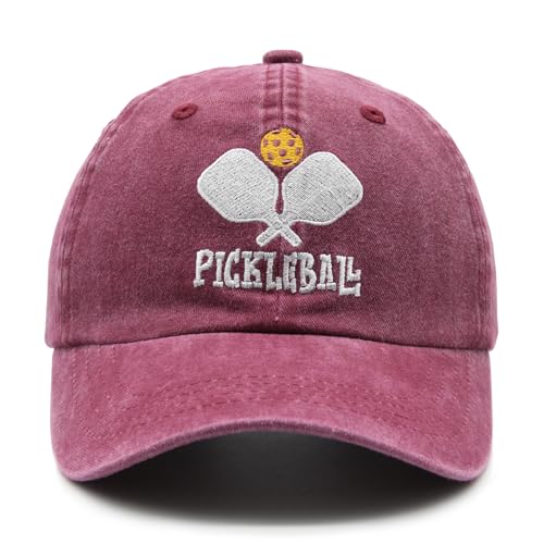 Waldeal Adjustable Vintage Pickleball Baseball Cap, Red