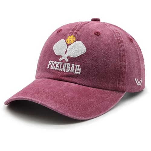 Waldeal Adjustable Vintage Pickleball Baseball Cap, Red