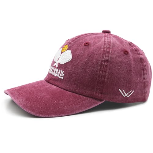 Waldeal Adjustable Vintage Pickleball Baseball Cap, Red