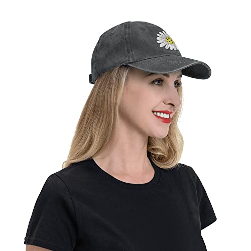 Women's Pickleball Daisy Embroidered Washed Denim Baseball Cap