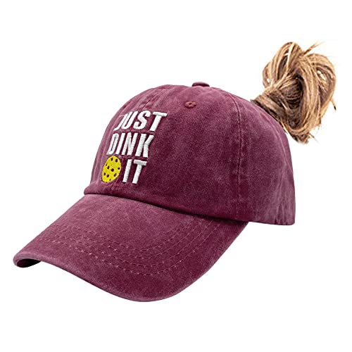 Embroidered Red Pickleball Hat for Women