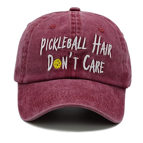 Pickleball Hair Don't Care Embroidered Baseball Cap