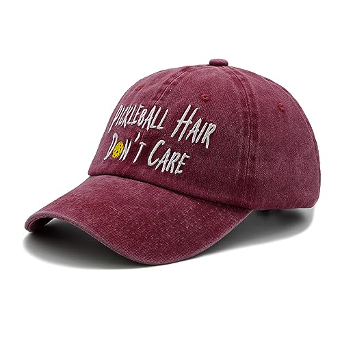Pickleball Hair Don't Care Embroidered Baseball Cap
